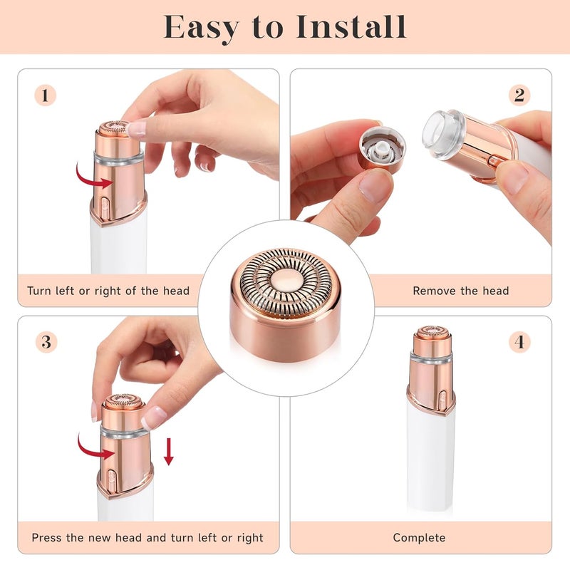BECHY Replacement Heads New Generation 3 for Finishing Touch Flawless Facial Hair Remover Ring Light,New Version Replacement Blades for Women,18K Gold-Plated Rose Gold for Flawless - Image 3